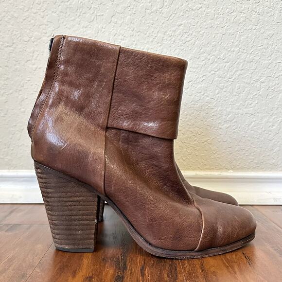 RAG & BONE Newbury Boots Brown Leather Ankle Heeled Booties